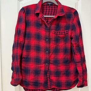Madewell Red and Black Plaid Casual Shirt, size M, EUC